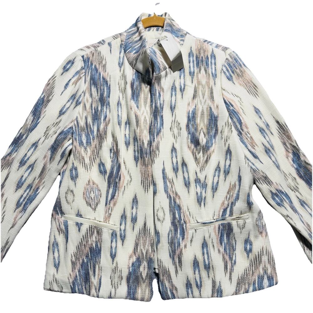 Chico’s Ikat Print Stand Collar Jacket – Size 2 (Women’s L / 12–14) – NWT